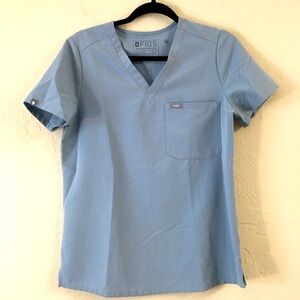 Figs Technical Collection Scrubs Short Sleeve Top Small Blue Medical Nur…